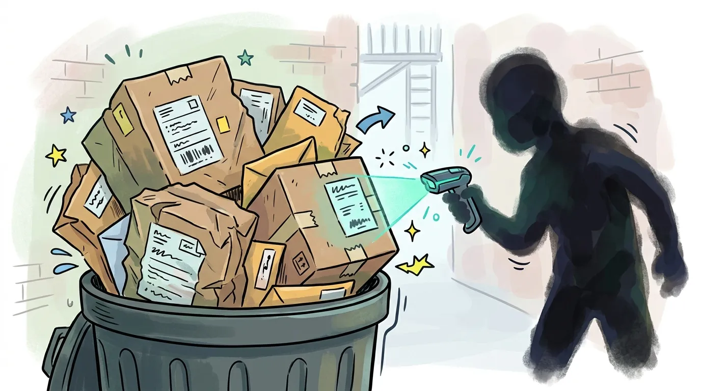 Address data harvesting from discarded shipping labels in residential trash