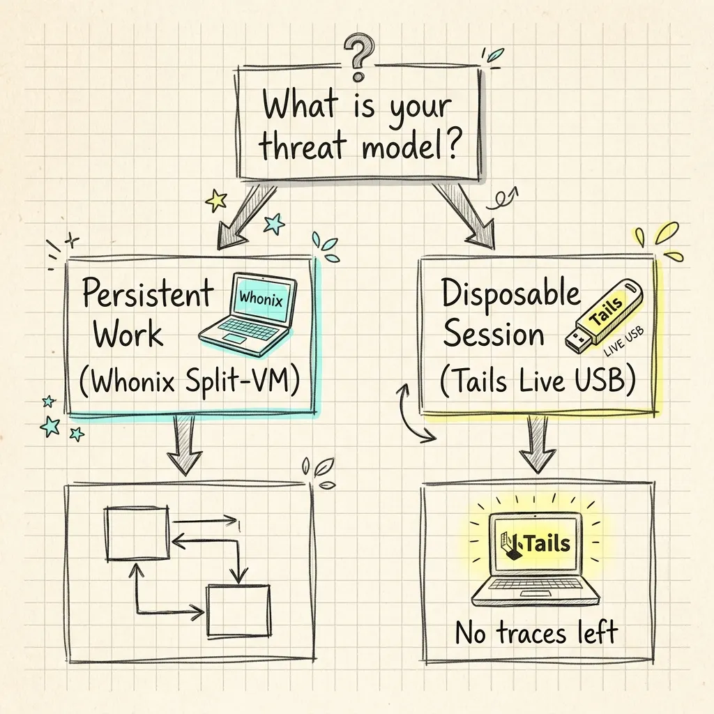 Decision framework for choosing Whonix or Tails based on your situation