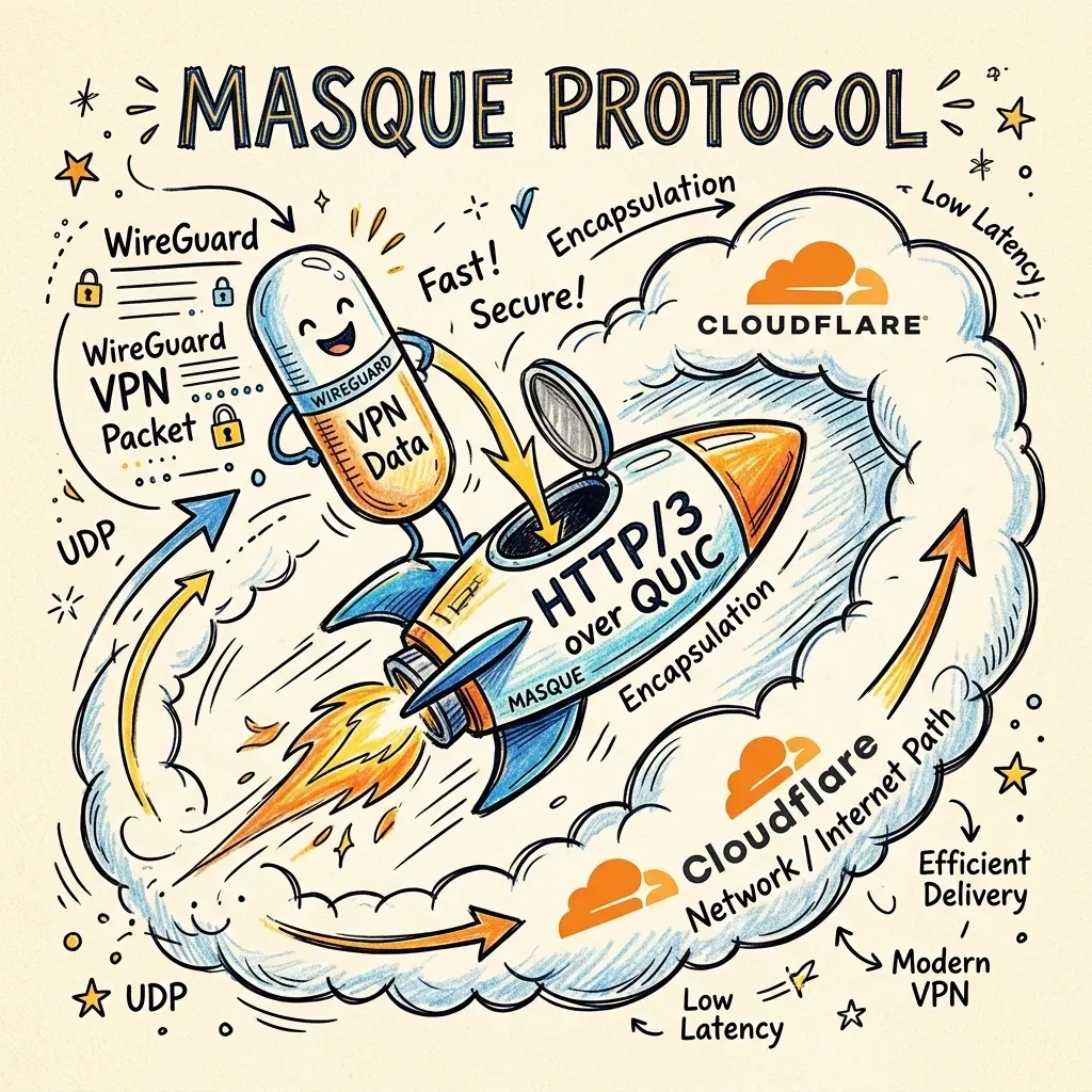 Visual representation of MASQUE protocol encapsulation