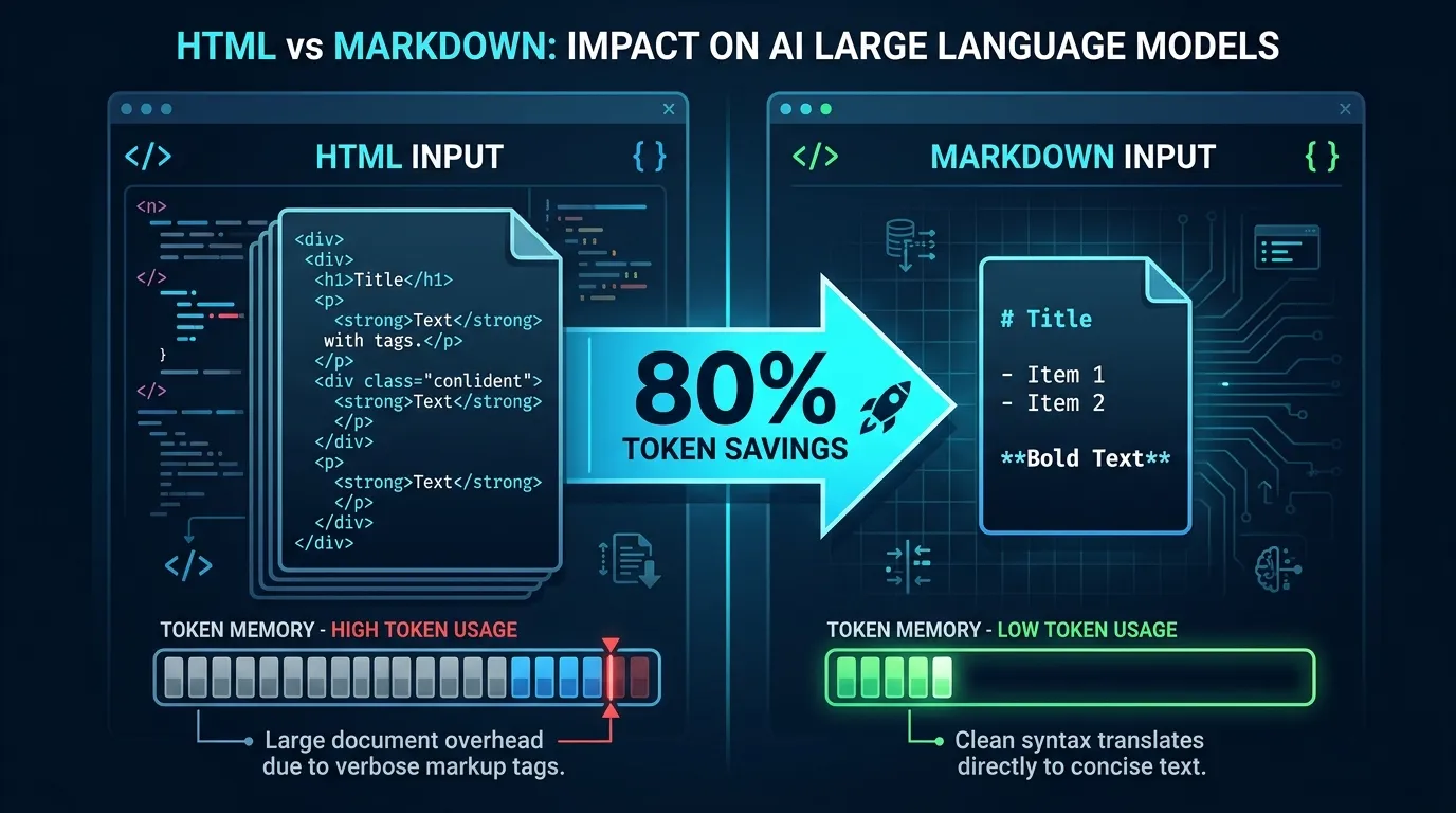 Token Efficiency Comparison: HTML vs Markdown for LLMs and AI Agents