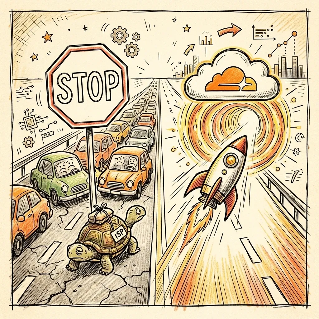 Visual representation of bypassing network throttling