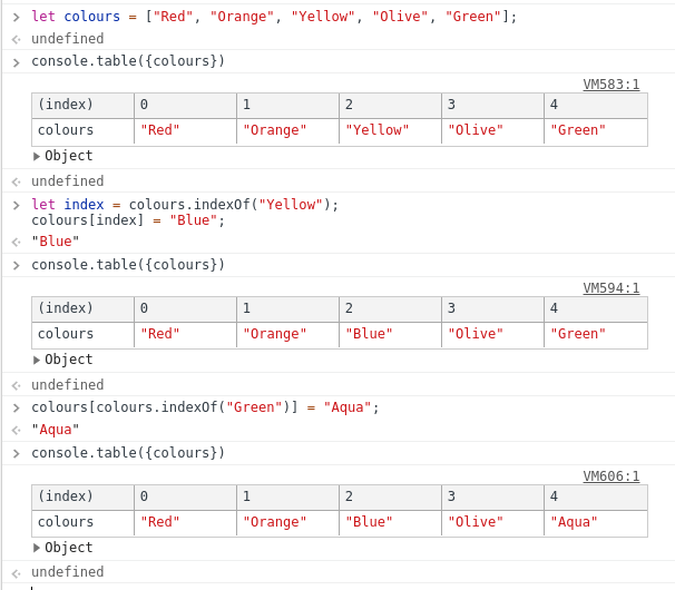 Update Array Element Searching By Value With IndexOf Method