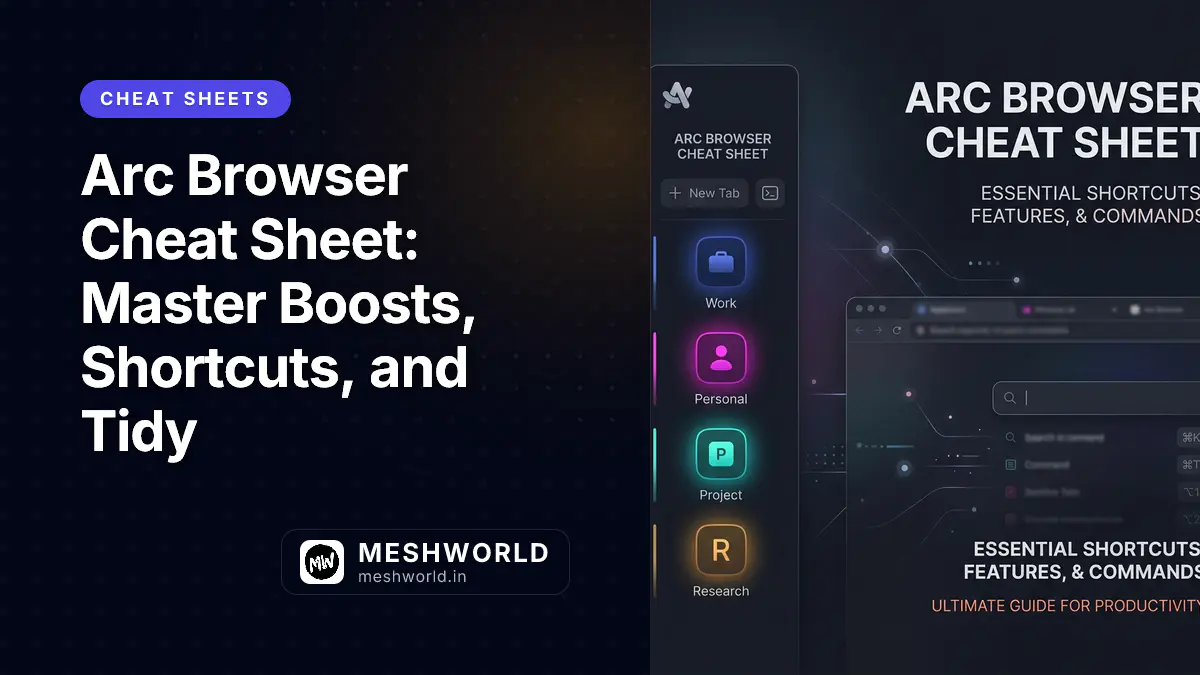 Arc Browser Cheat Sheet: Master Boosts, Shortcuts, and Tidy