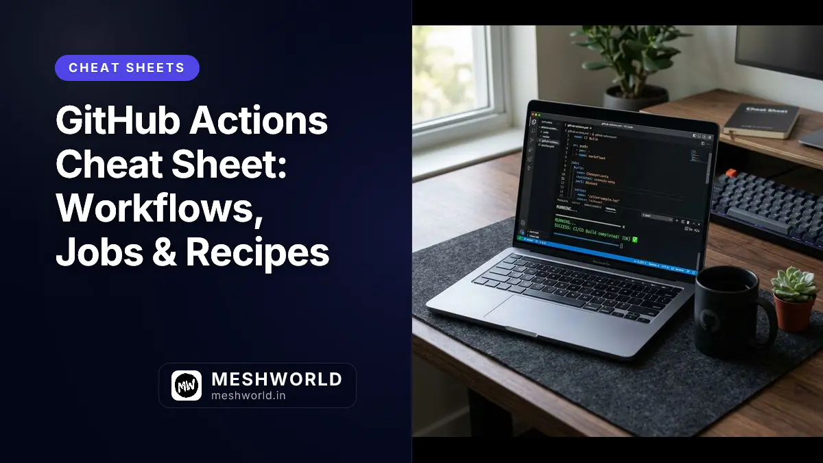 GitHub Actions Cheat Sheet: Workflows, Jobs & Recipes